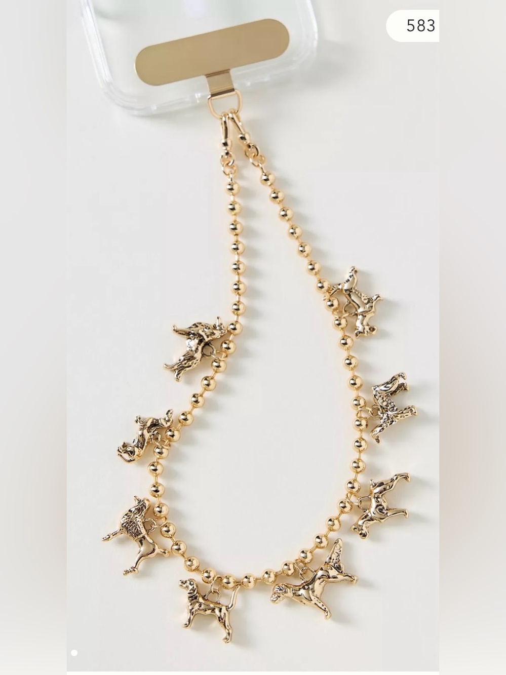 NWT Dog Icon Phone Charm in Gold